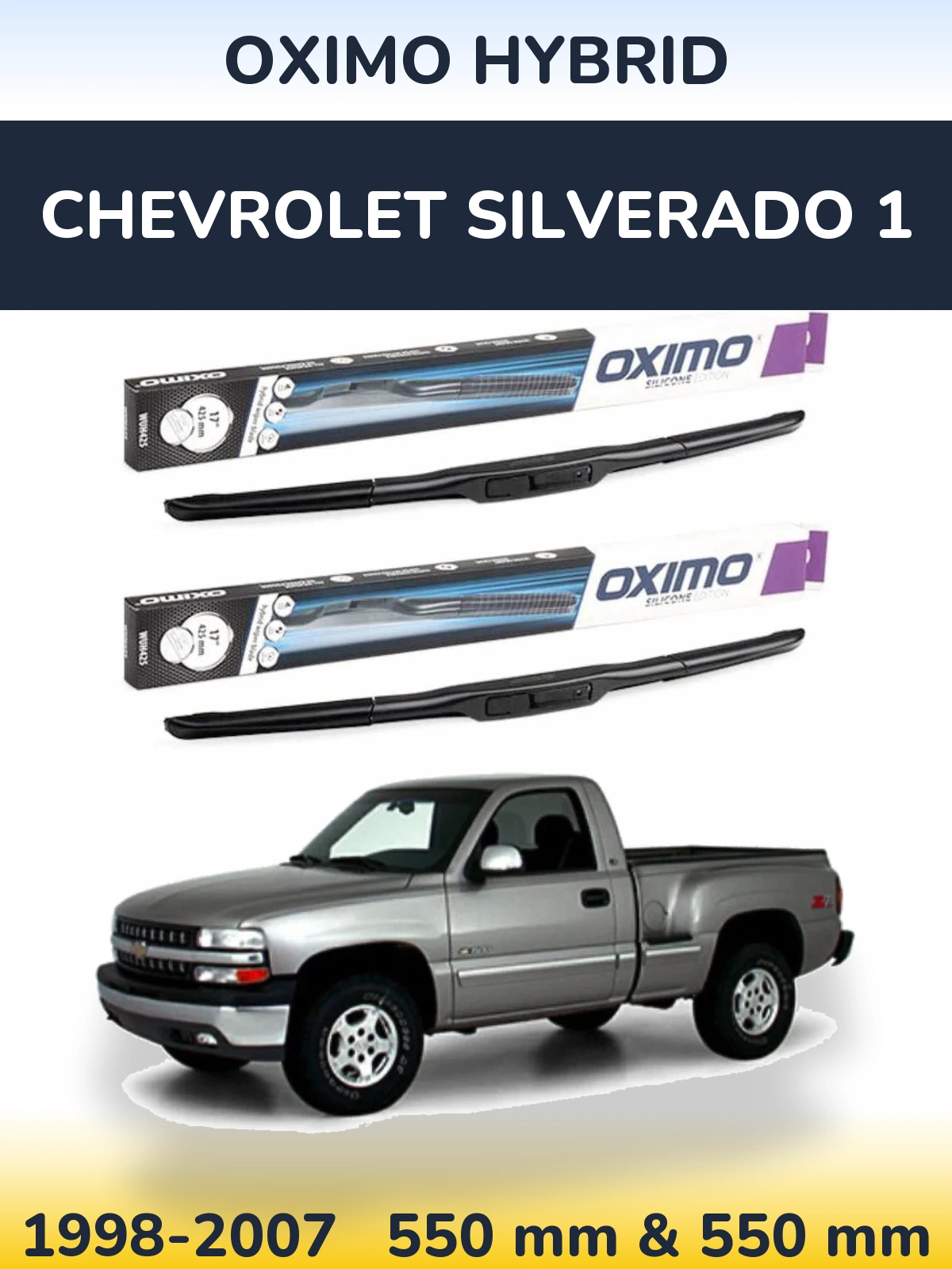 Комплект передних дворников Oximo Hybrid 550 & 550 мм для Chevrolet Silverado 1 1998-2007