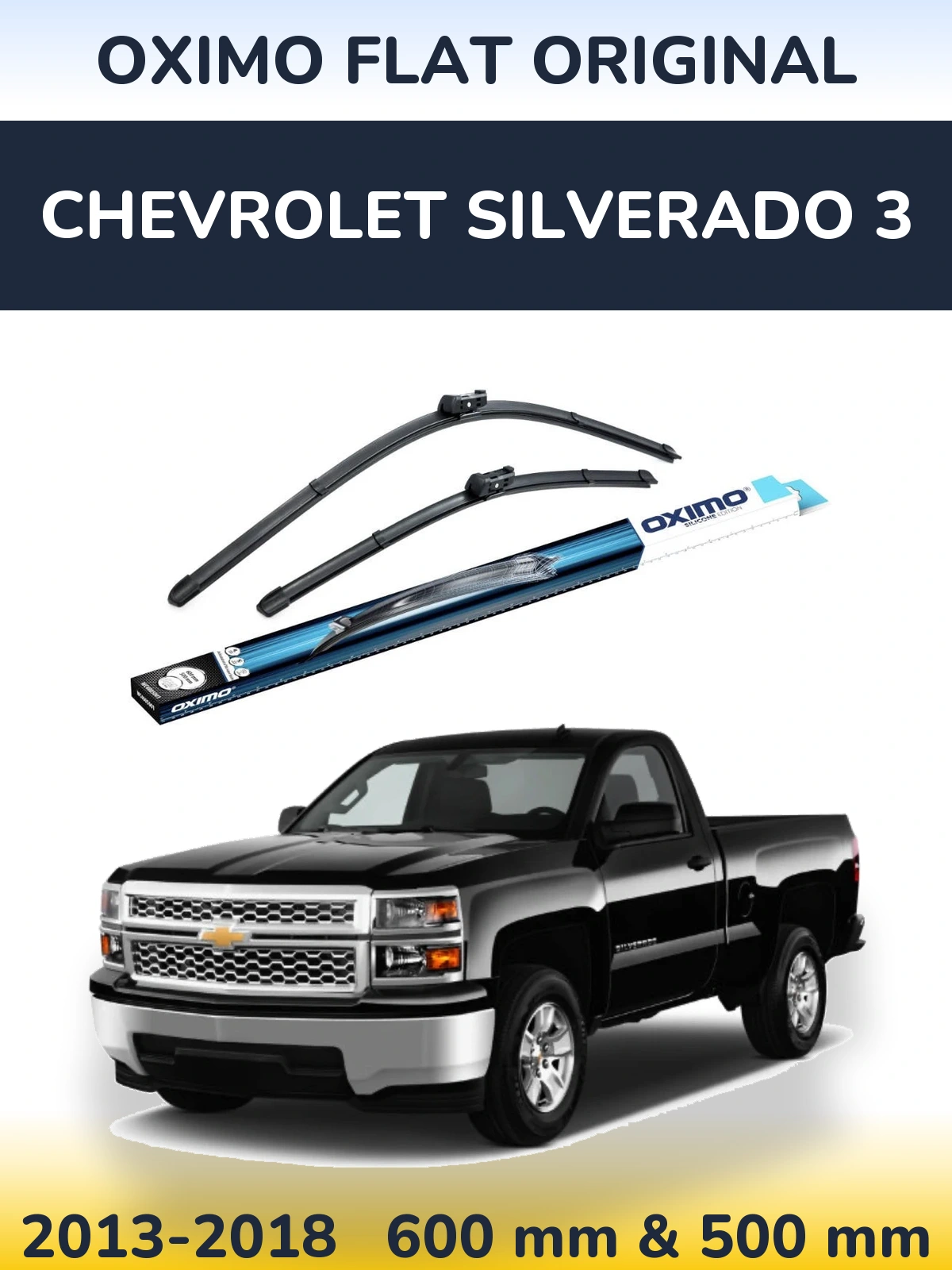 Комплект передних дворников Oximo Flat Original 600 & 500 мм для Chevrolet Silverado 3 2013-2018