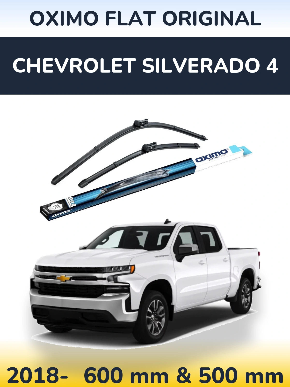Комплект передних дворников Oximo Flat Original 600 & 500 мм для Chevrolet Silverado 4 2018-2026