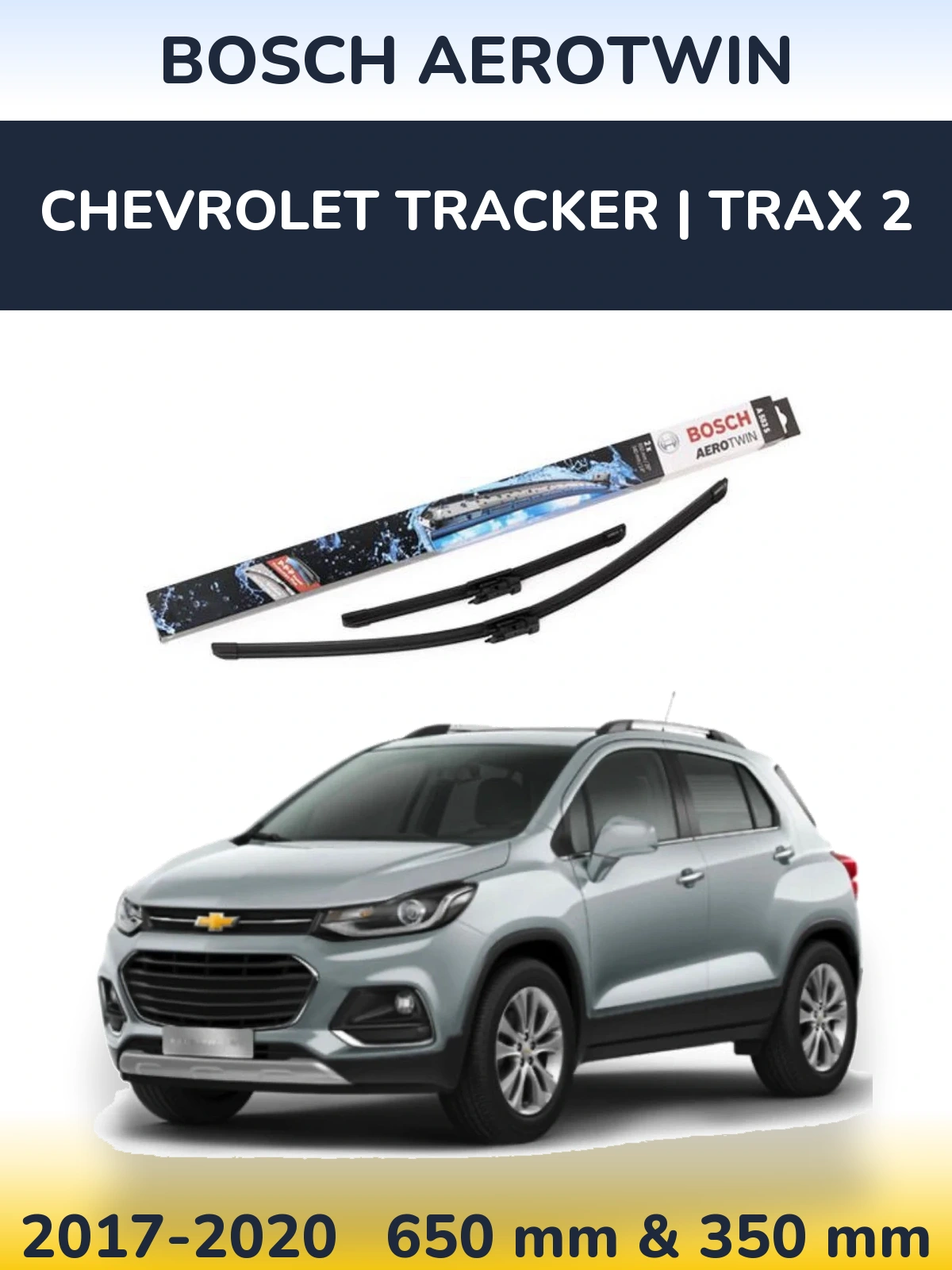 Front wiper blade set BOSCH AeroTwin 650 & 340 mm for Chevrolet Tracker | Trax 2 2017-2020