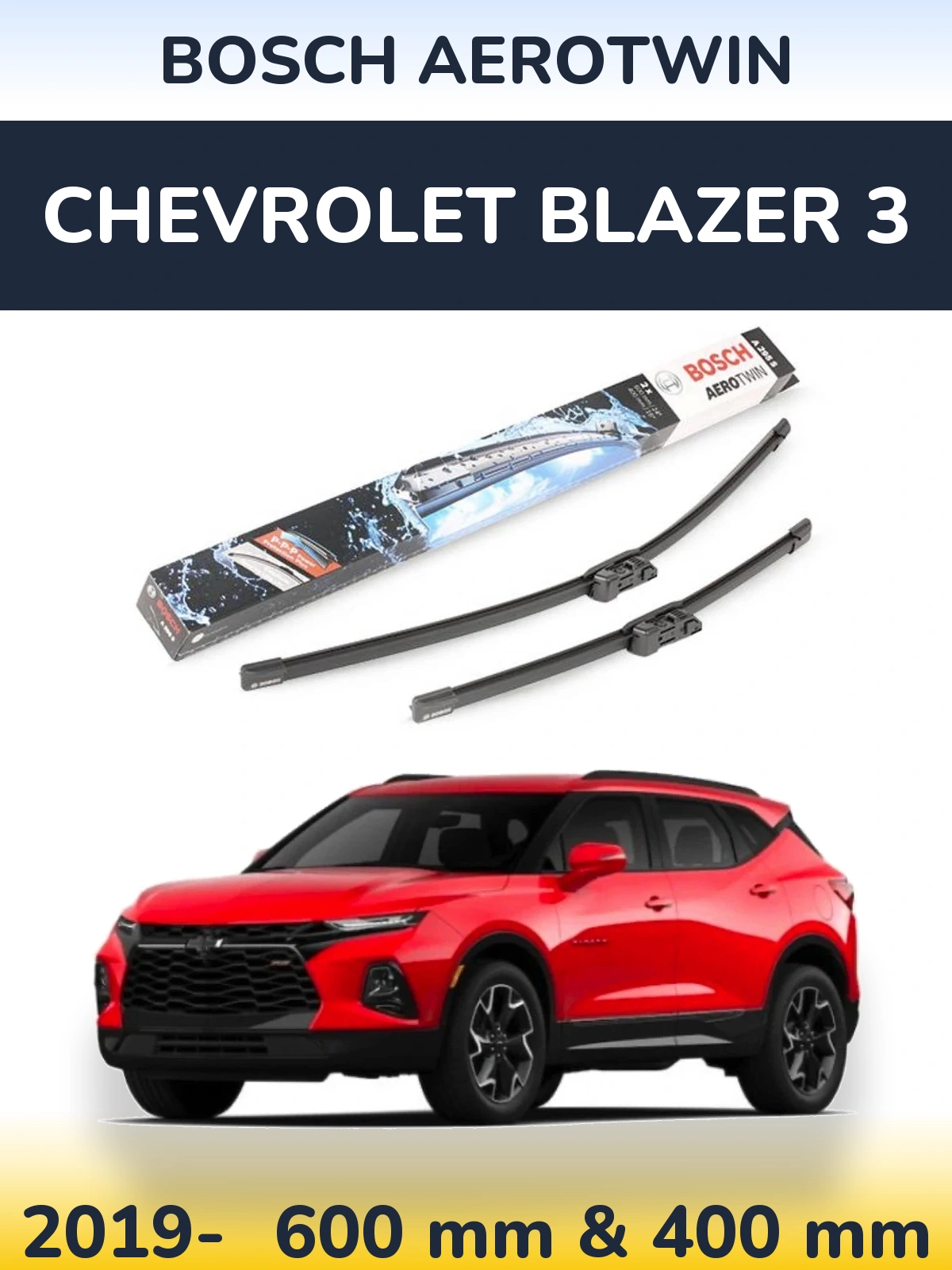 Komplet przednich wycieraczek BOSCH AeroTwin 600 & 400 mm do Chevrolet Blazer 3 2019-2026