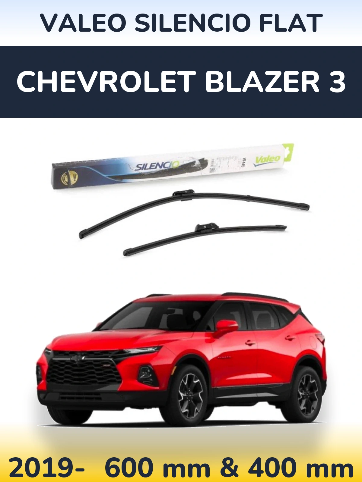 Komplet przednich wycieraczek Valeo Silencio Flat 600 & 400 mm do Chevrolet Blazer 3 2019-2026