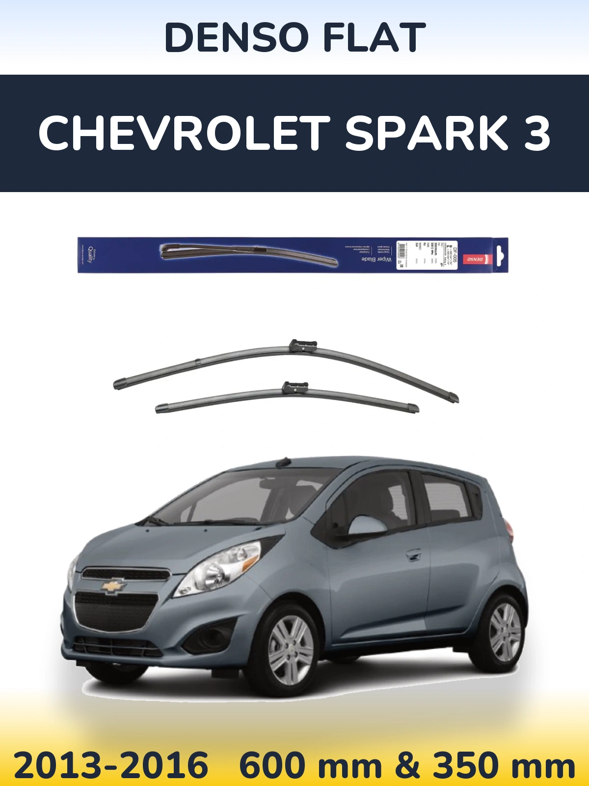 Комплект передних дворников Denso Flat 600 & 350 мм для Chevrolet Spark 3 2013-2016