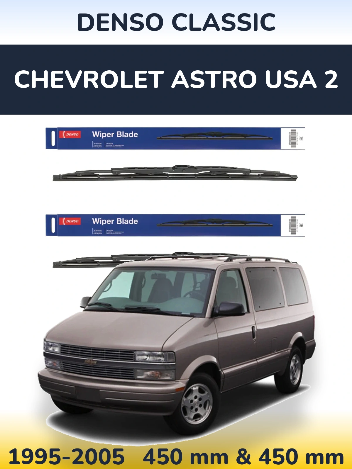 Komplet przednich wycieraczek Denso Classic 450 & 450 mm do Chevrolet Astro USA 2 1995-2005