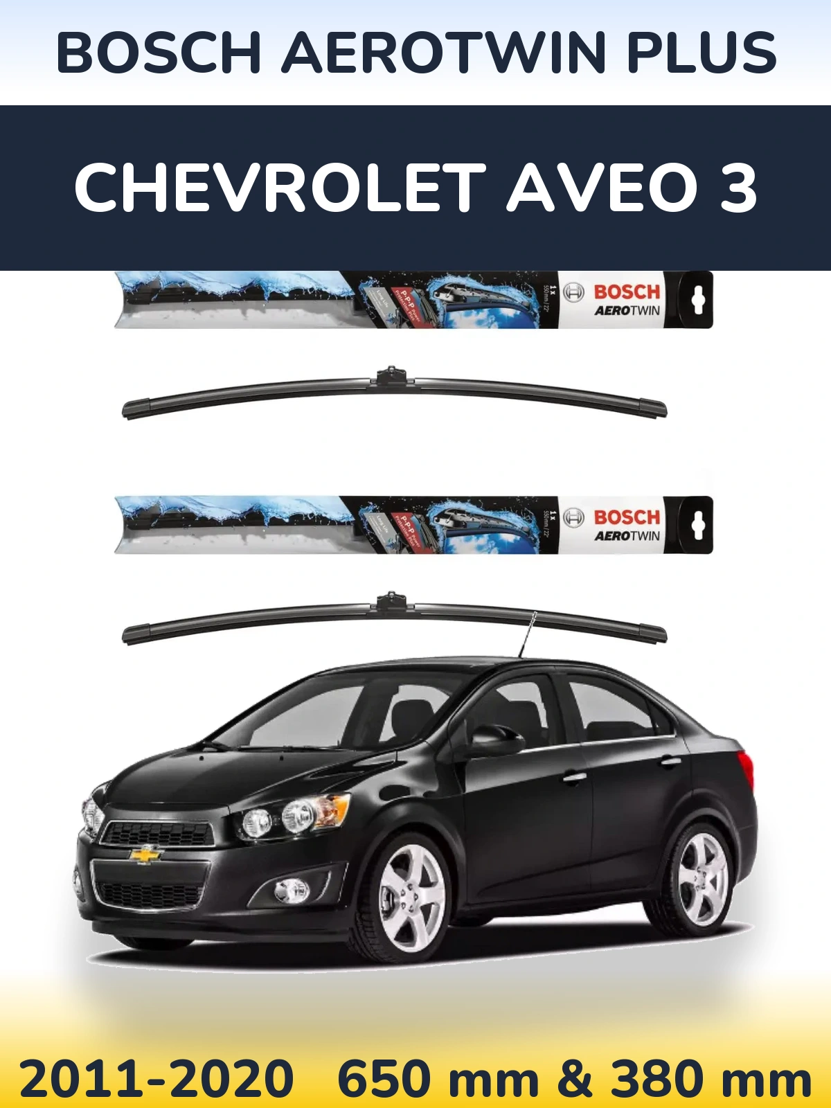 Komplet przednich wycieraczek BOSCH AeroTwin Plus 650 & 380 mm do Chevrolet Aveo 3 2011-2020