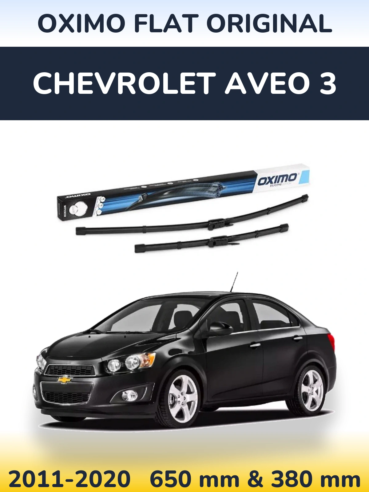 Front wiper blade set Oximo Flat Original 650 & 380 mm for Chevrolet Aveo 3 2011-2020