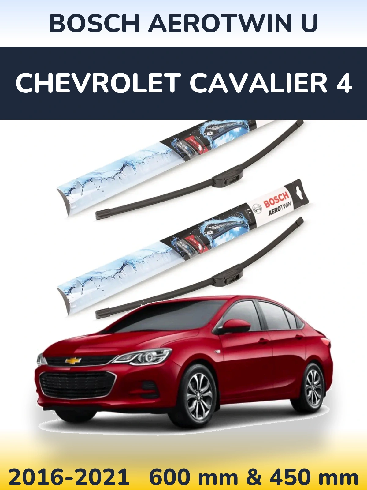 Komplet przednich wycieraczek BOSCH AeroTwin U 600 & 450 mm do Chevrolet Cavalier 4 2016-2021