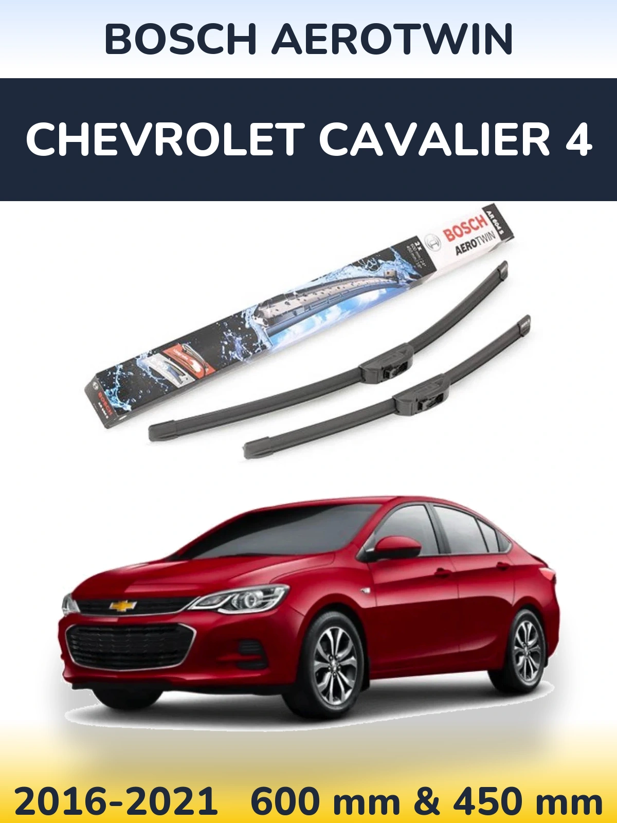 Komplet przednich wycieraczek BOSCH AeroTwin 600 & 450 mm do Chevrolet Cavalier 4 2016-2021