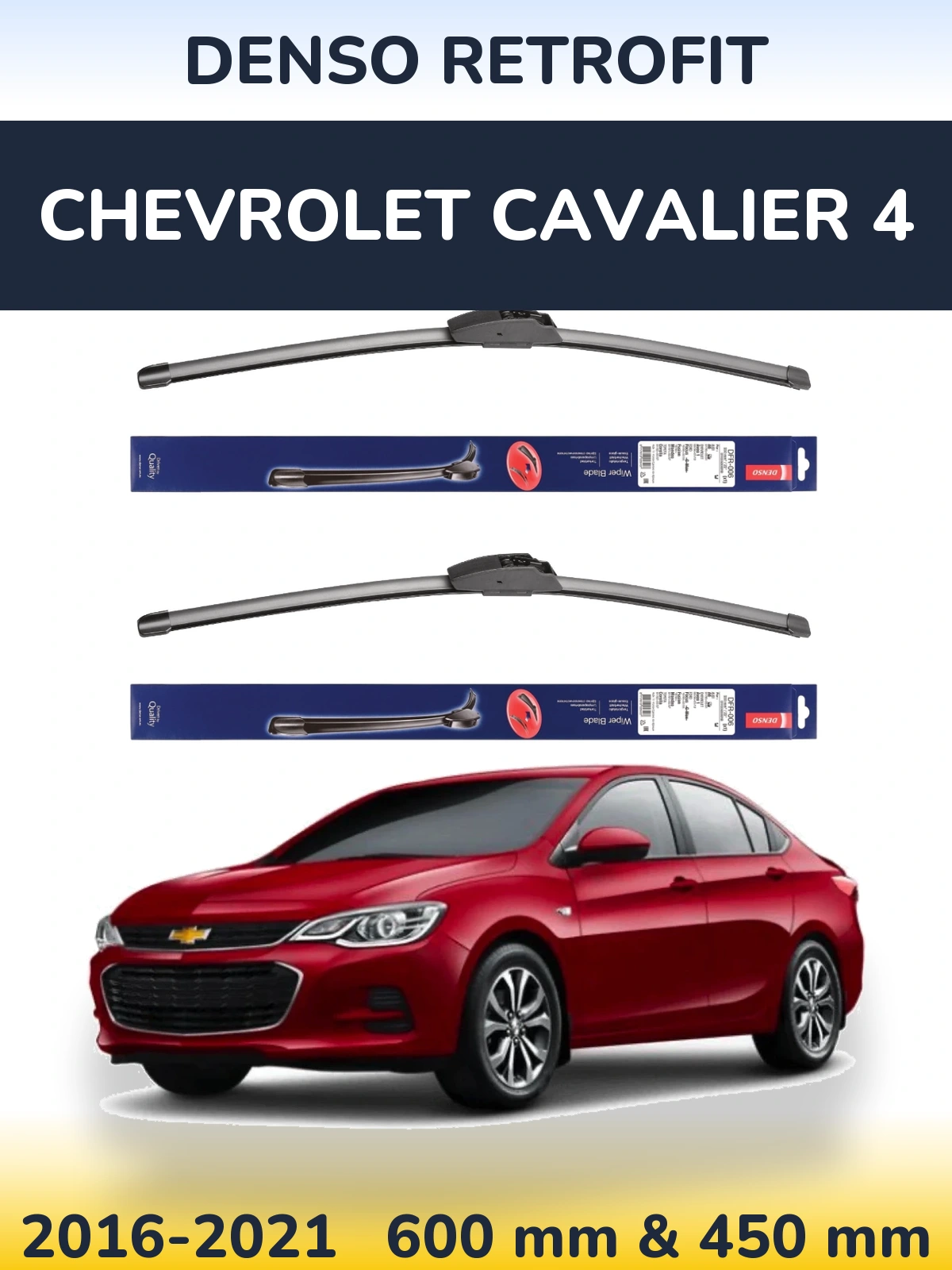 Komplet przednich wycieraczek Denso Retrofit 600 & 450 mm do Chevrolet Cavalier 4 2016-2021