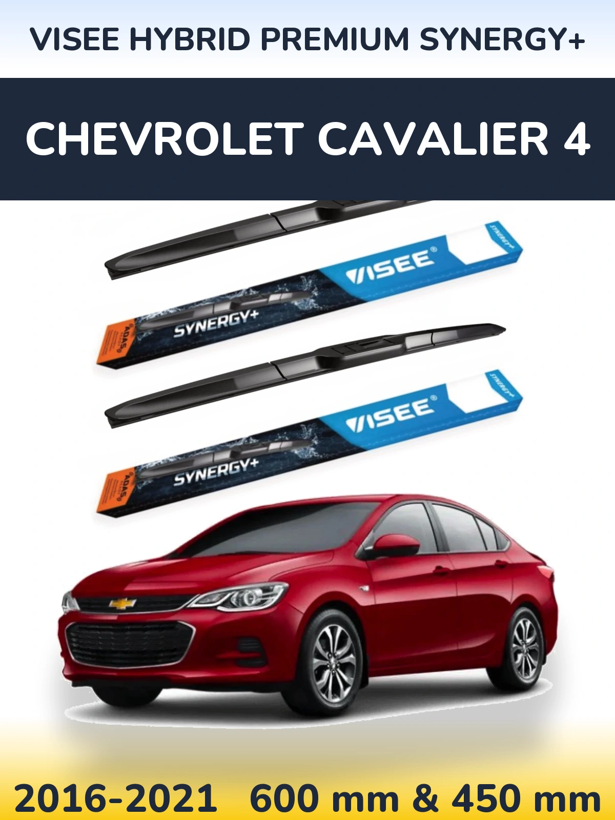 Komplet przednich wycieraczek VISEE HYBRID PREMIUM SYNERGY+ 600 & 450 mm do Chevrolet Cavalier 4 2016-2021
