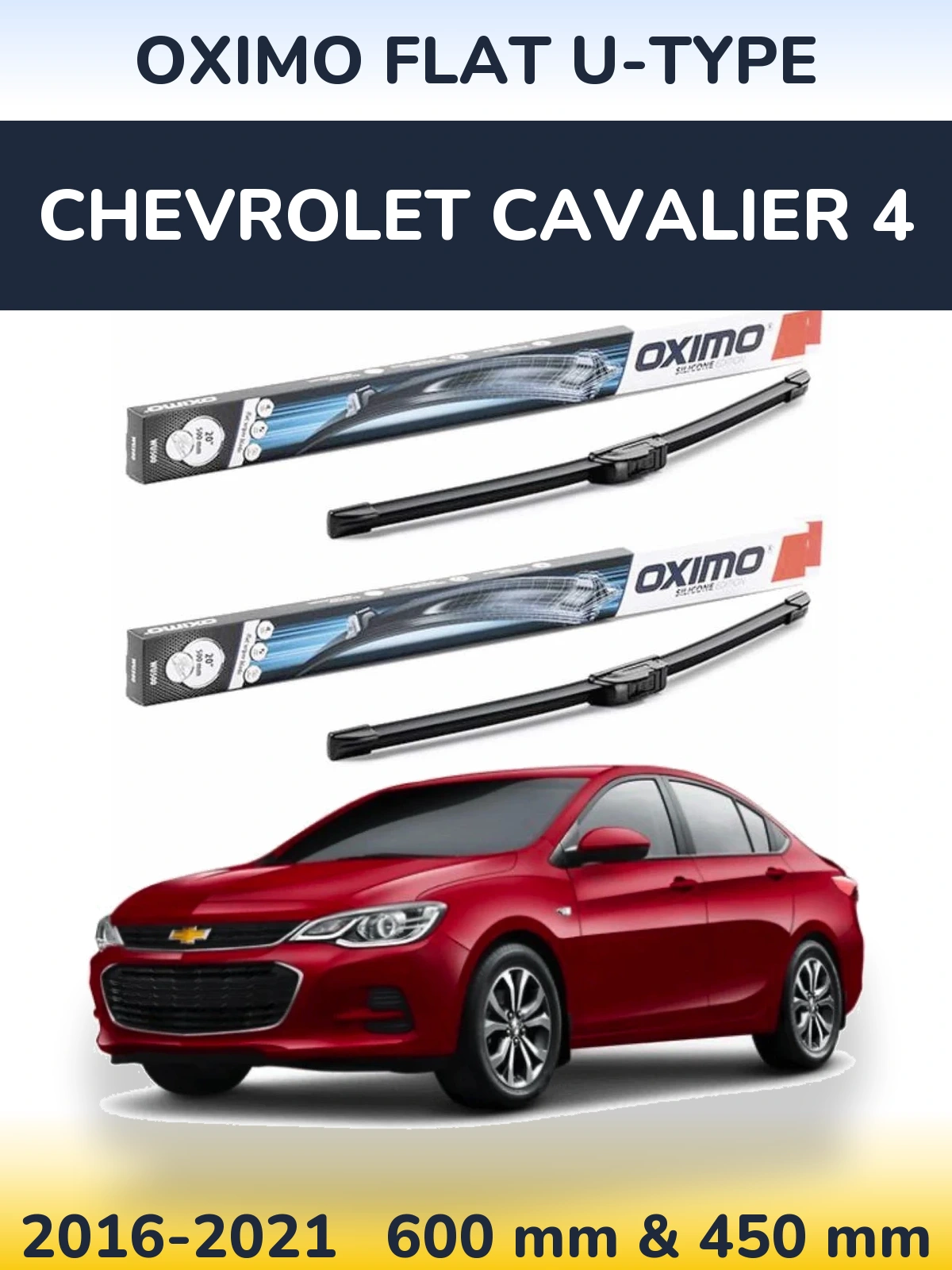 Komplet przednich wycieraczek Oximo Flat U-type 600 & 450 mm do Chevrolet Cavalier 4 2016-2021