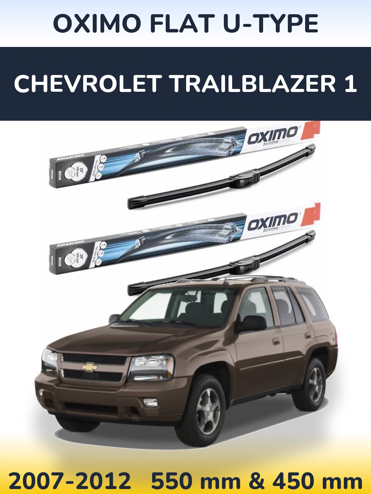 Komplet przednich wycieraczek Oximo Flat U-type 550 & 450 mm do Chevrolet TrailBlazer 1 2007-2012
