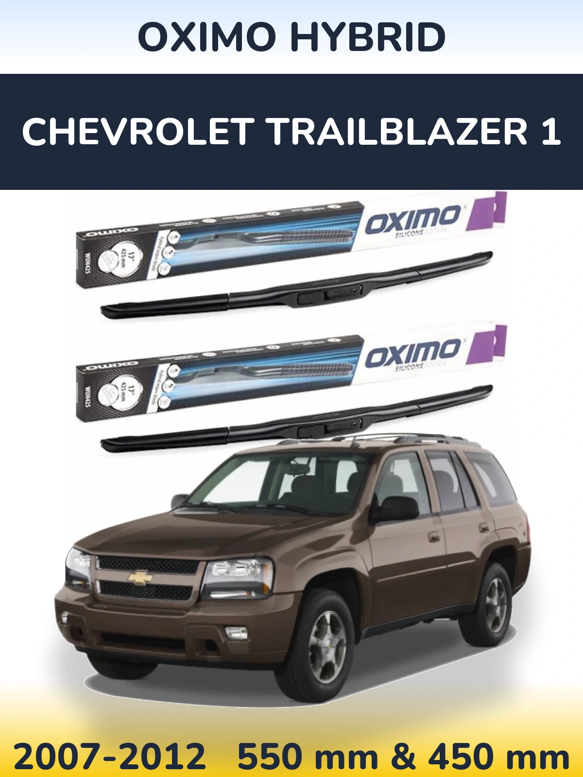 Komplet przednich wycieraczek Oximo Hybrid 550 & 450 mm do Chevrolet TrailBlazer 1 2007-2012