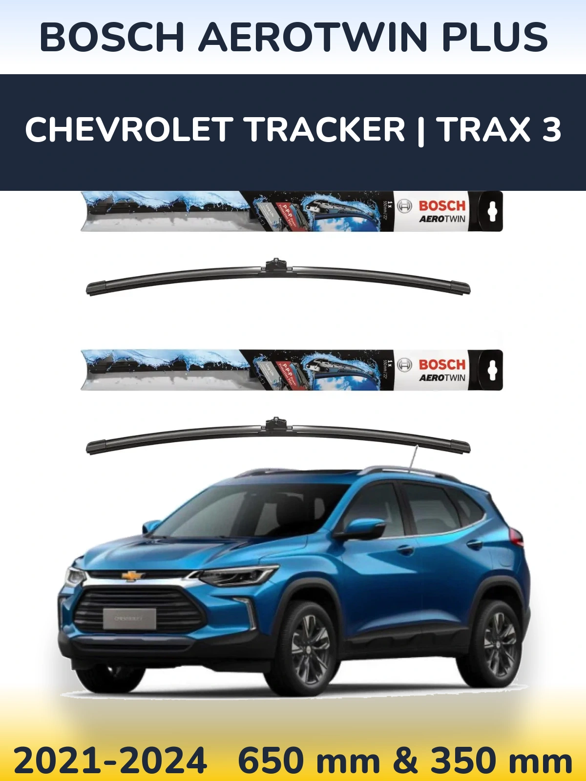 Комплект передних дворников BOSCH AeroTwin Plus 650 & 350 мм для Chevrolet Tracker | Trax 3 2021-2024