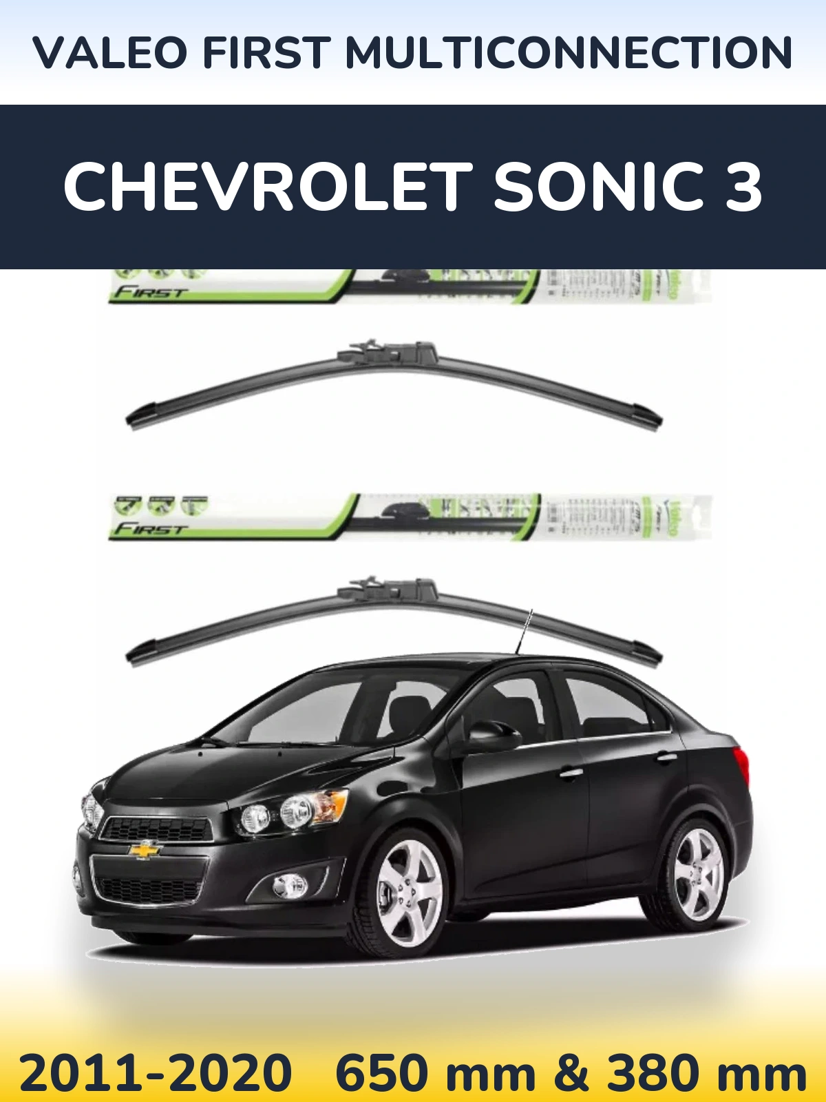 Front wiper blade set Valeo First MultiConnection 650 & 380 mm for Chevrolet Sonic 3 2011-2020
