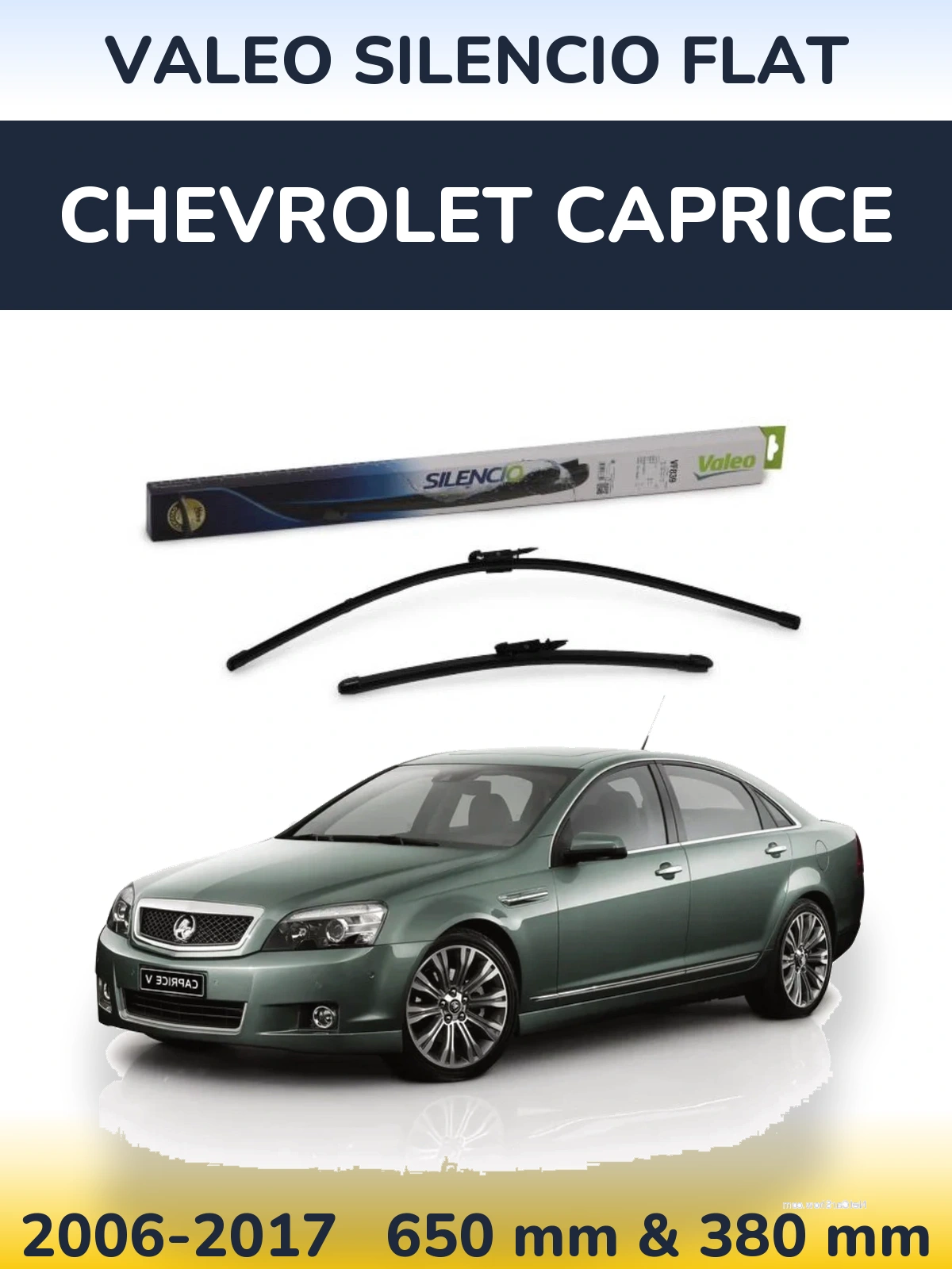 Komplet przednich wycieraczek Valeo Silencio Flat 650 & 380 mm do Chevrolet Caprice 2006-2017