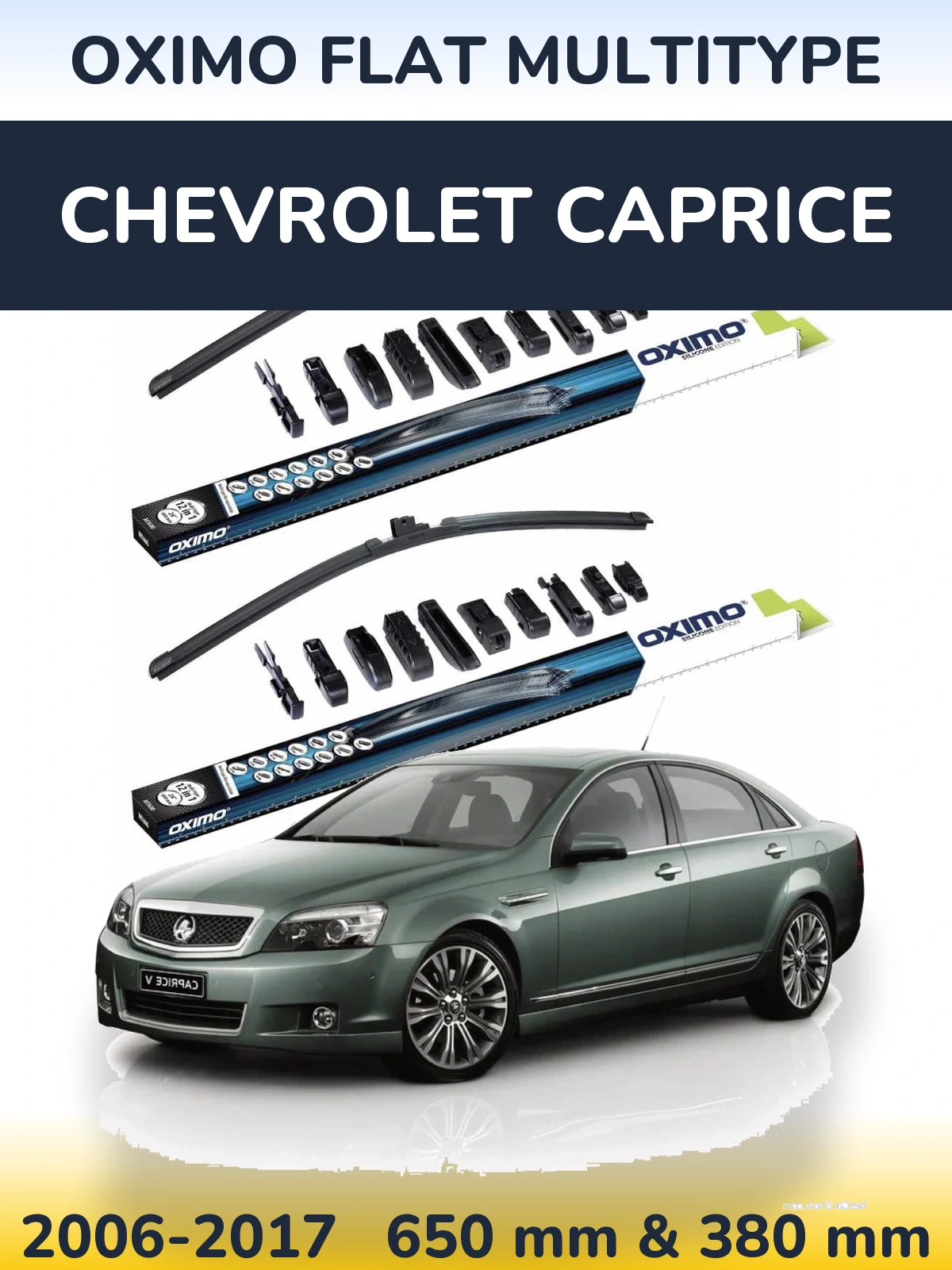 Komplet przednich wycieraczek Oximo Flat MultiType 650 & 380 mm do Chevrolet Caprice 2006-2017