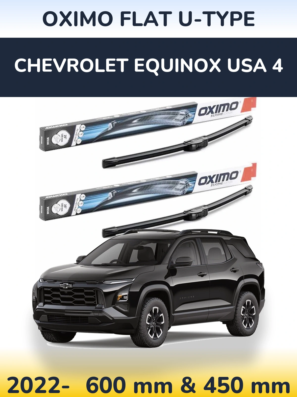 Komplet przednich wycieraczek Oximo Flat U-type 600 & 450 mm do Chevrolet Equinox USA 4 2022-2026