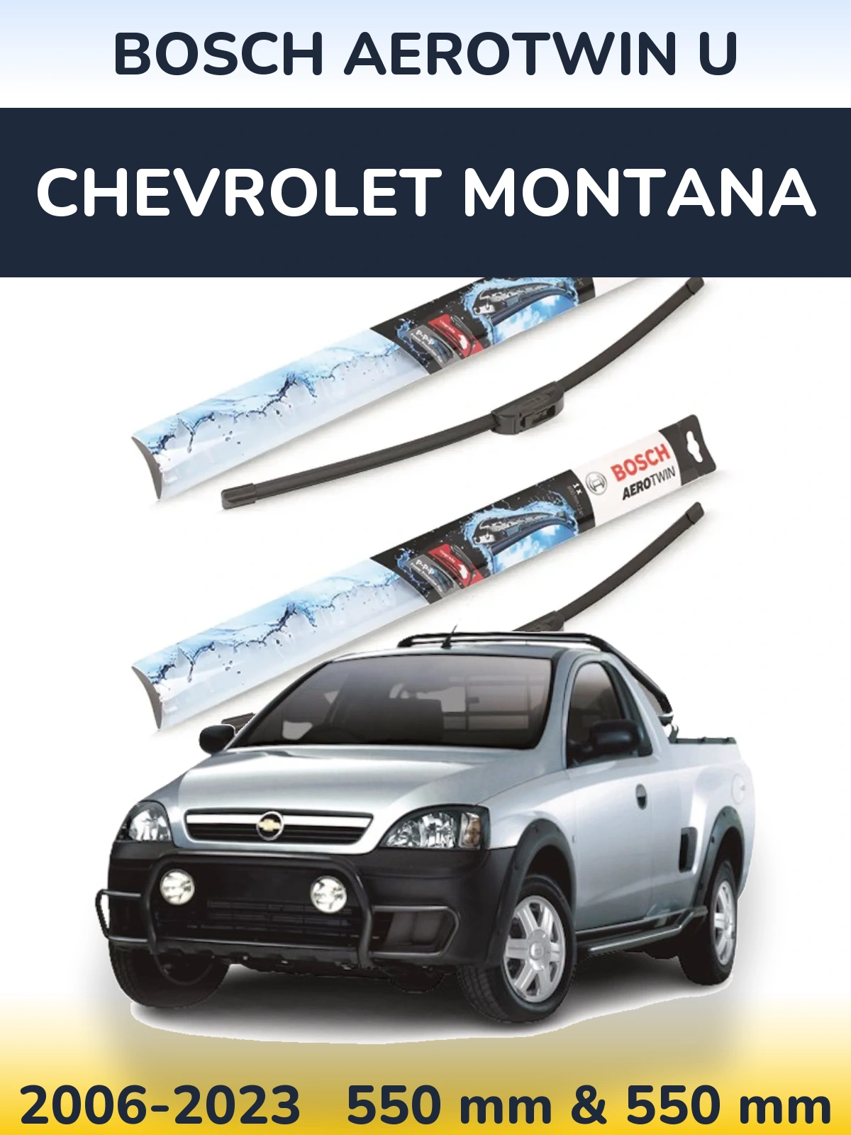 Комплект передних дворников BOSCH AeroTwin U 550 & 550 мм для Chevrolet Montana 2006-2023