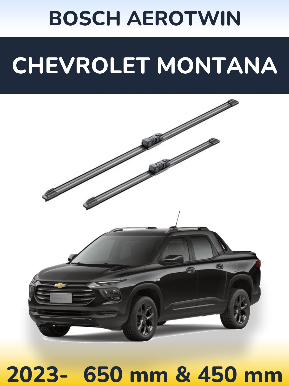 Комплект передних дворников BOSCH AeroTwin 650 & 450 мм для Chevrolet Montana 2023-2026