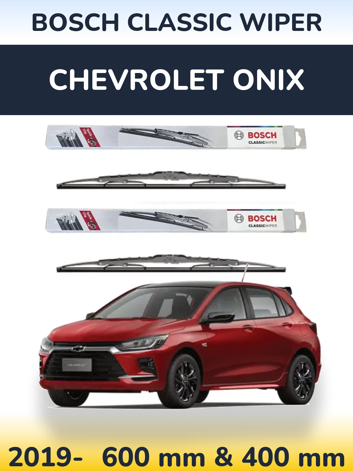Komplet przednich wycieraczek BOSCH Classic Wiper 600 & 400 mm do Chevrolet Onix 2019-2026