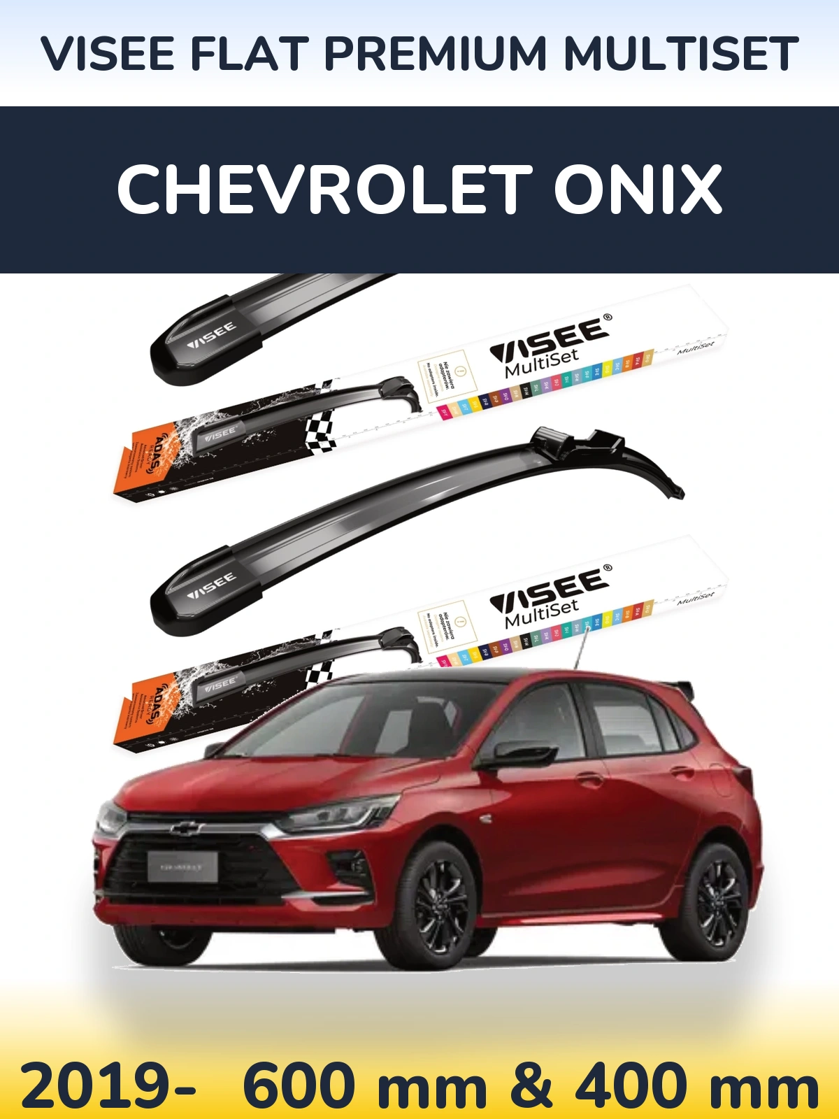 Komplet przednich wycieraczek VISEE FLAT PREMIUM MultiSet 600 & 400 mm do Chevrolet Onix 2019-2026