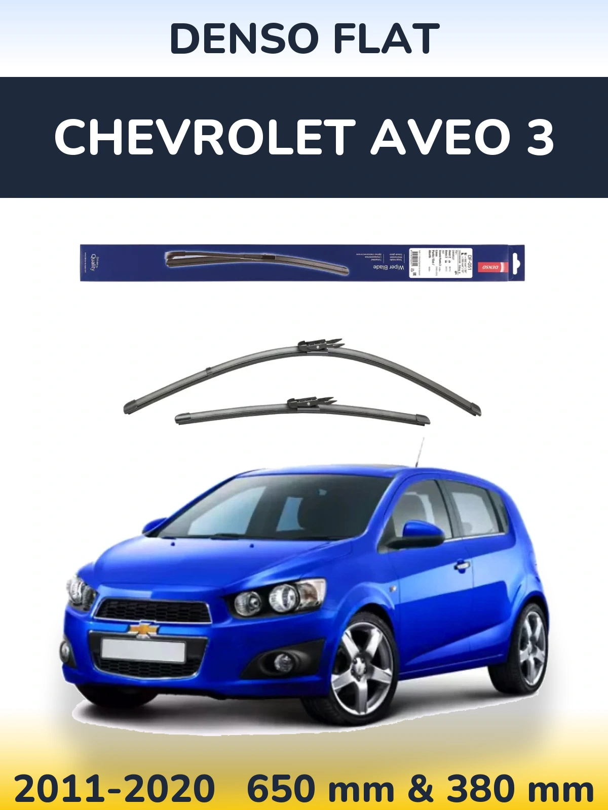 Komplet przednich wycieraczek Denso Flat 650 & 380 mm do Chevrolet Aveo 3 2011-2020