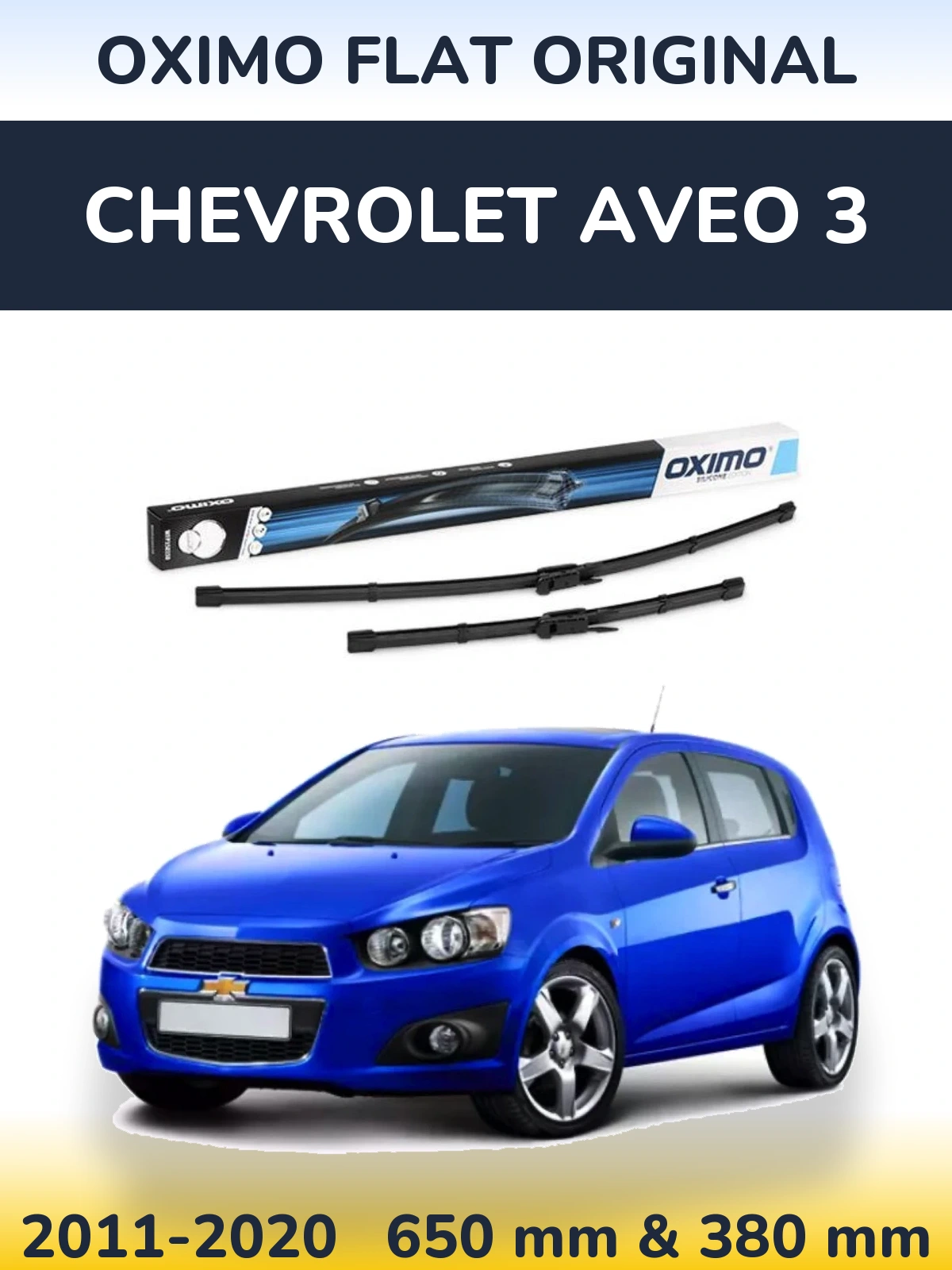 Комплект передних дворников Oximo Flat Original 650 & 380 мм для Chevrolet Aveo 3 2011-2020