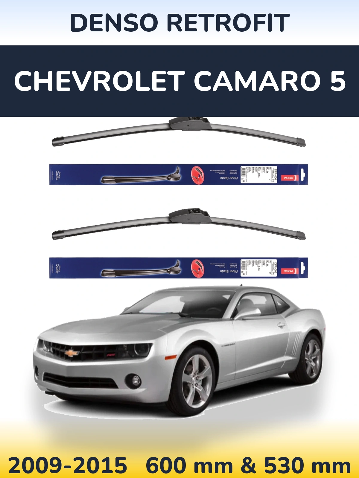 Komplet przednich wycieraczek Denso Retrofit 600 & 530 mm do Chevrolet Camaro 5 2009-2015