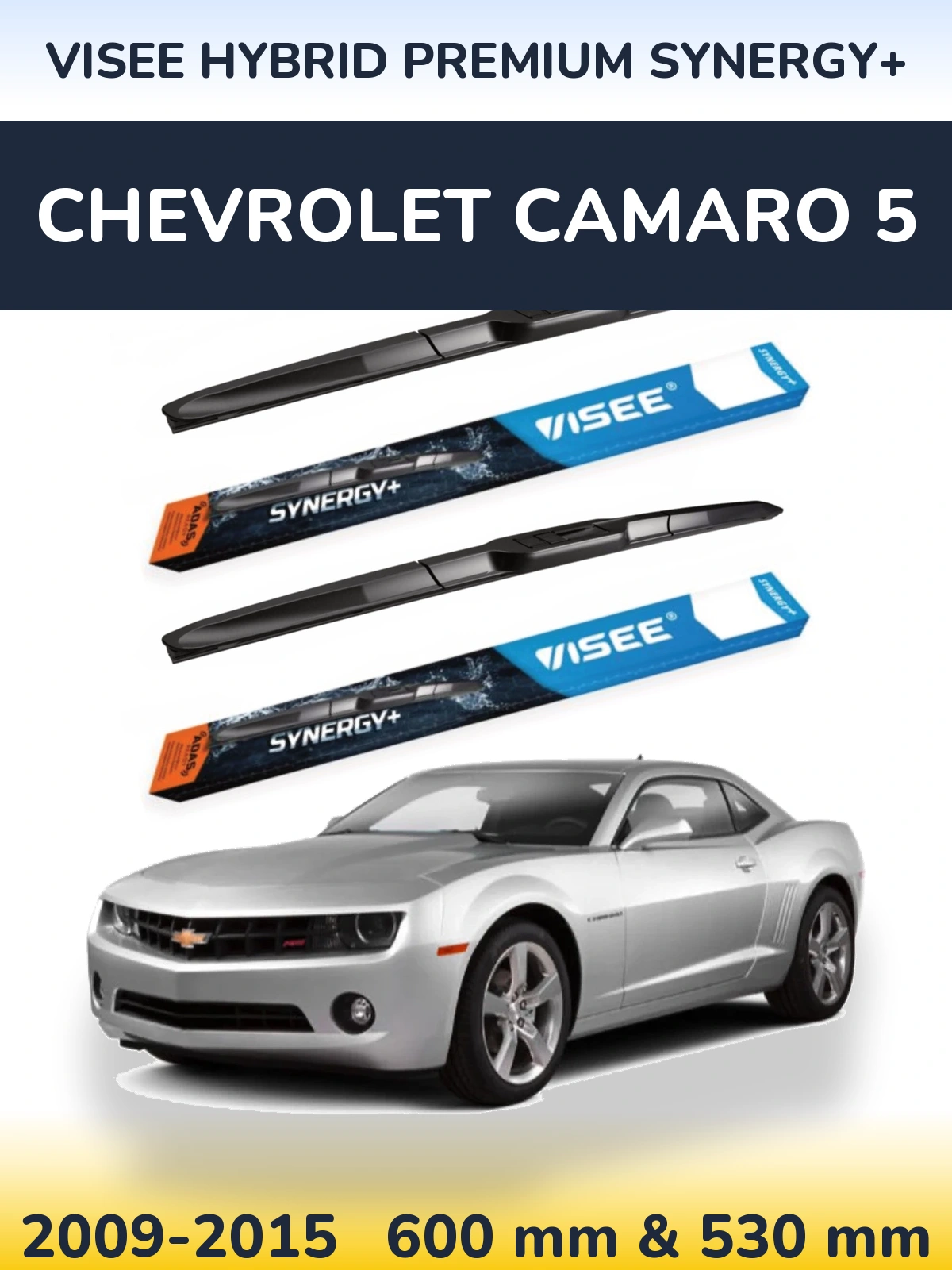 Komplet przednich wycieraczek VISEE HYBRID PREMIUM SYNERGY+ 600 & 530 mm do Chevrolet Camaro 5 2009-2015