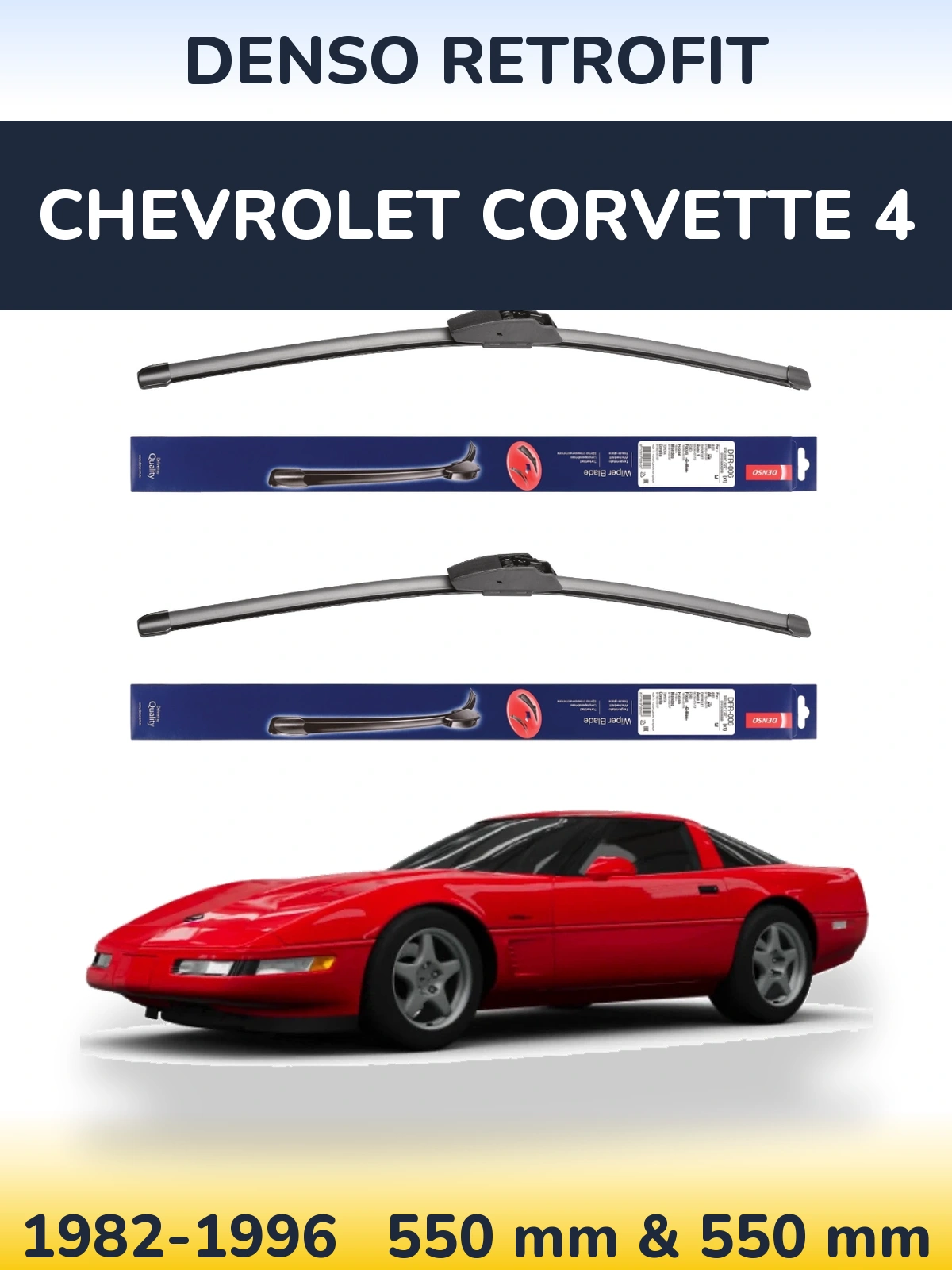 Komplet przednich wycieraczek Denso Retrofit 550 & 550 mm do Chevrolet Corvette 4 1982-1996
