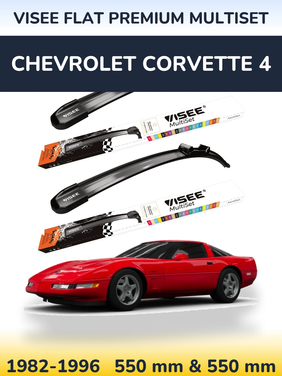 Komplet przednich wycieraczek VISEE FLAT PREMIUM MultiSet 550 & 550 mm do Chevrolet Corvette 4 1982-1996