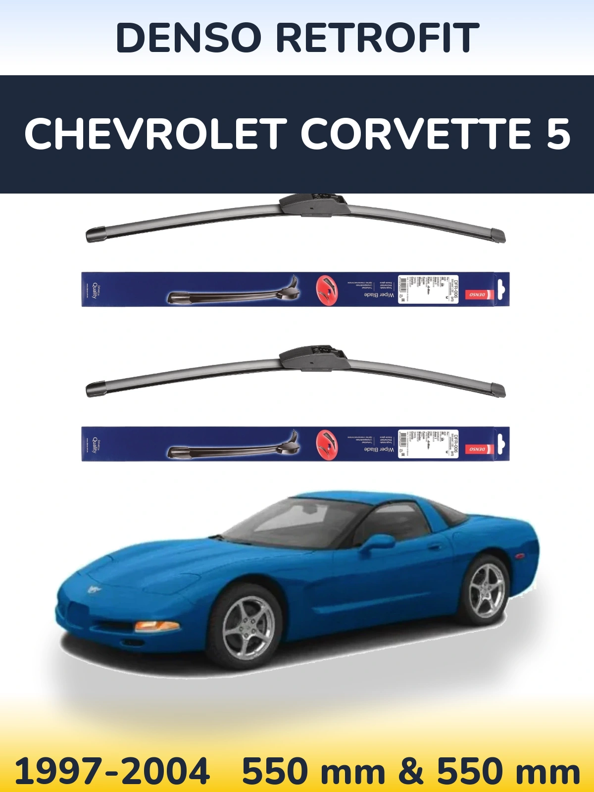 Komplet przednich wycieraczek Denso Retrofit 550 & 550 mm do Chevrolet Corvette 5 1997-2004