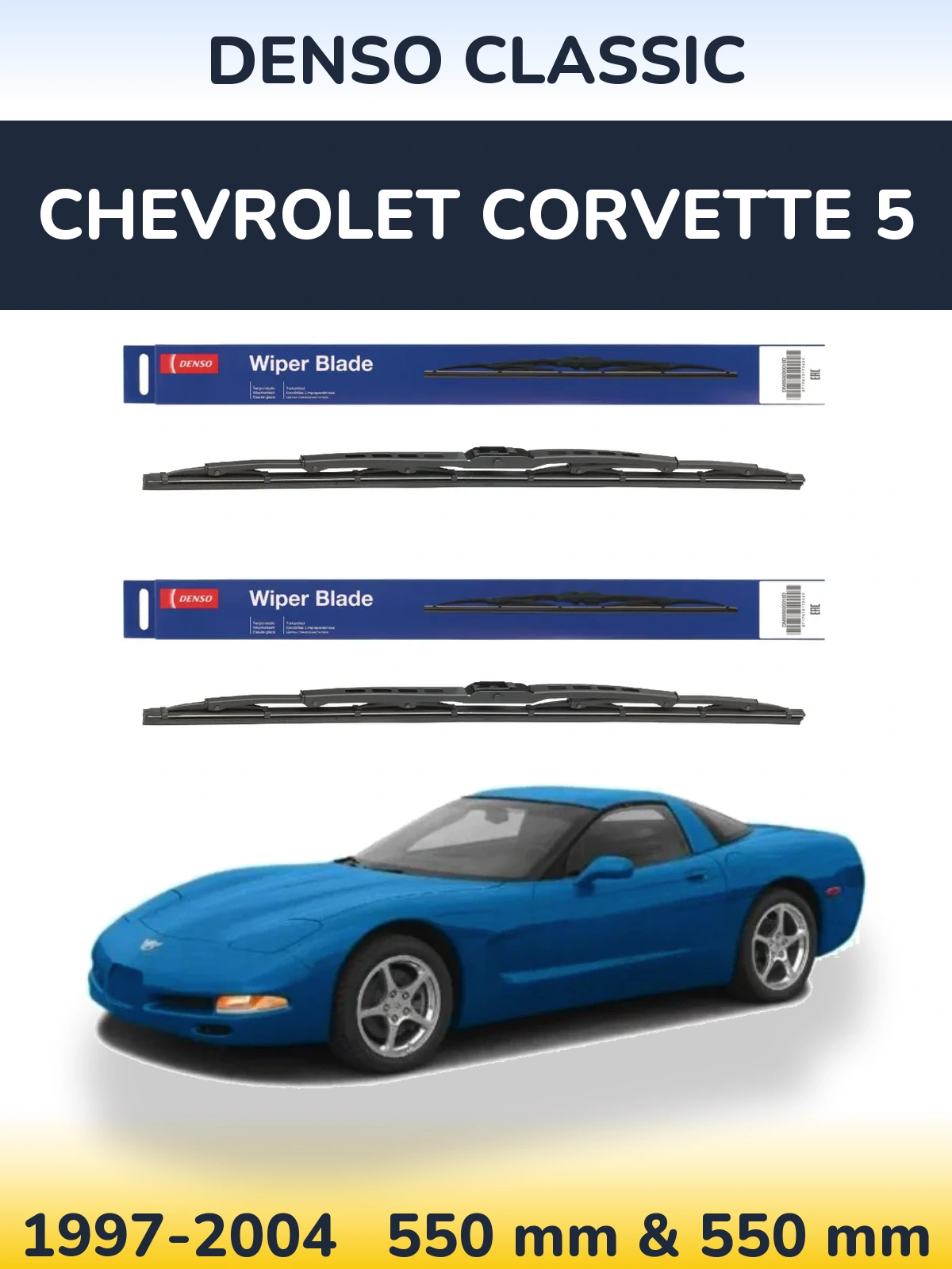 Front wiper blade set Denso Classic 550 & 550 mm for Chevrolet Corvette 5 1997-2004