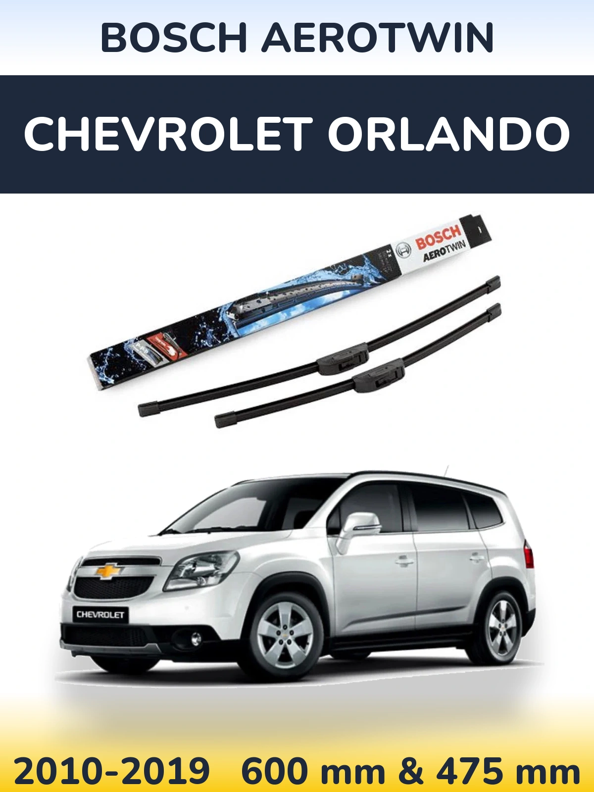 Komplet przednich wycieraczek BOSCH AeroTwin 600 & 475 mm do Chevrolet Orlando 2010-2019