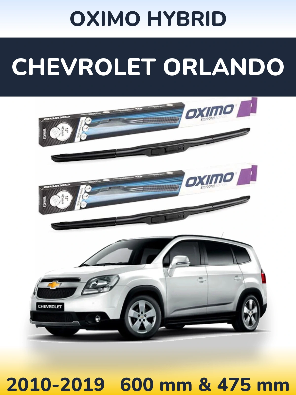 Komplet przednich wycieraczek Oximo Hybrid 600 & 475 mm do Chevrolet Orlando 2010-2019