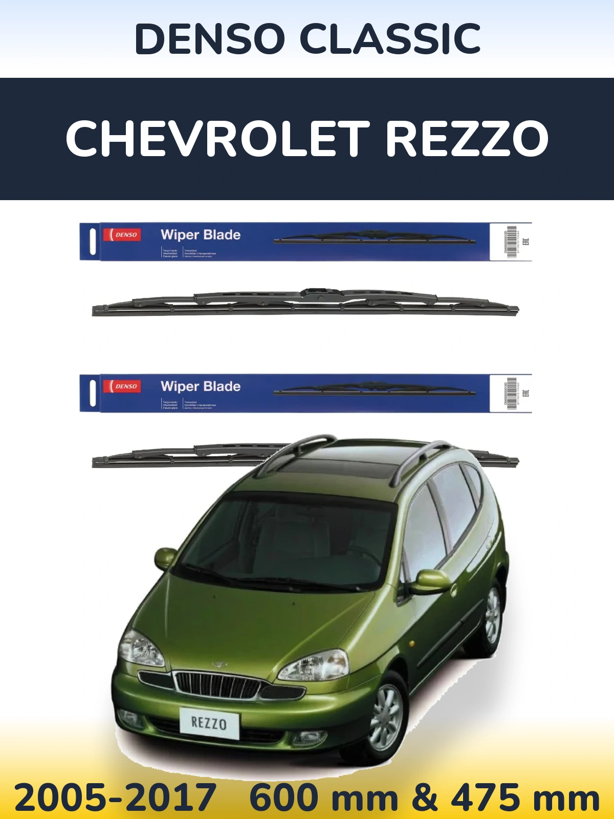 Komplet przednich wycieraczek Denso Classic 600 & 475 mm do Chevrolet Rezzo 2005-2017