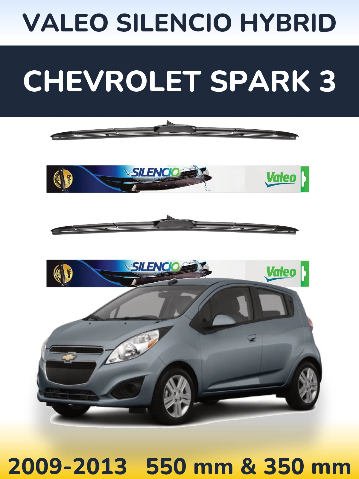 Комплект передних дворников Valeo Silencio Hybrid 550 & 350 мм для Chevrolet Spark 3 2009-2013