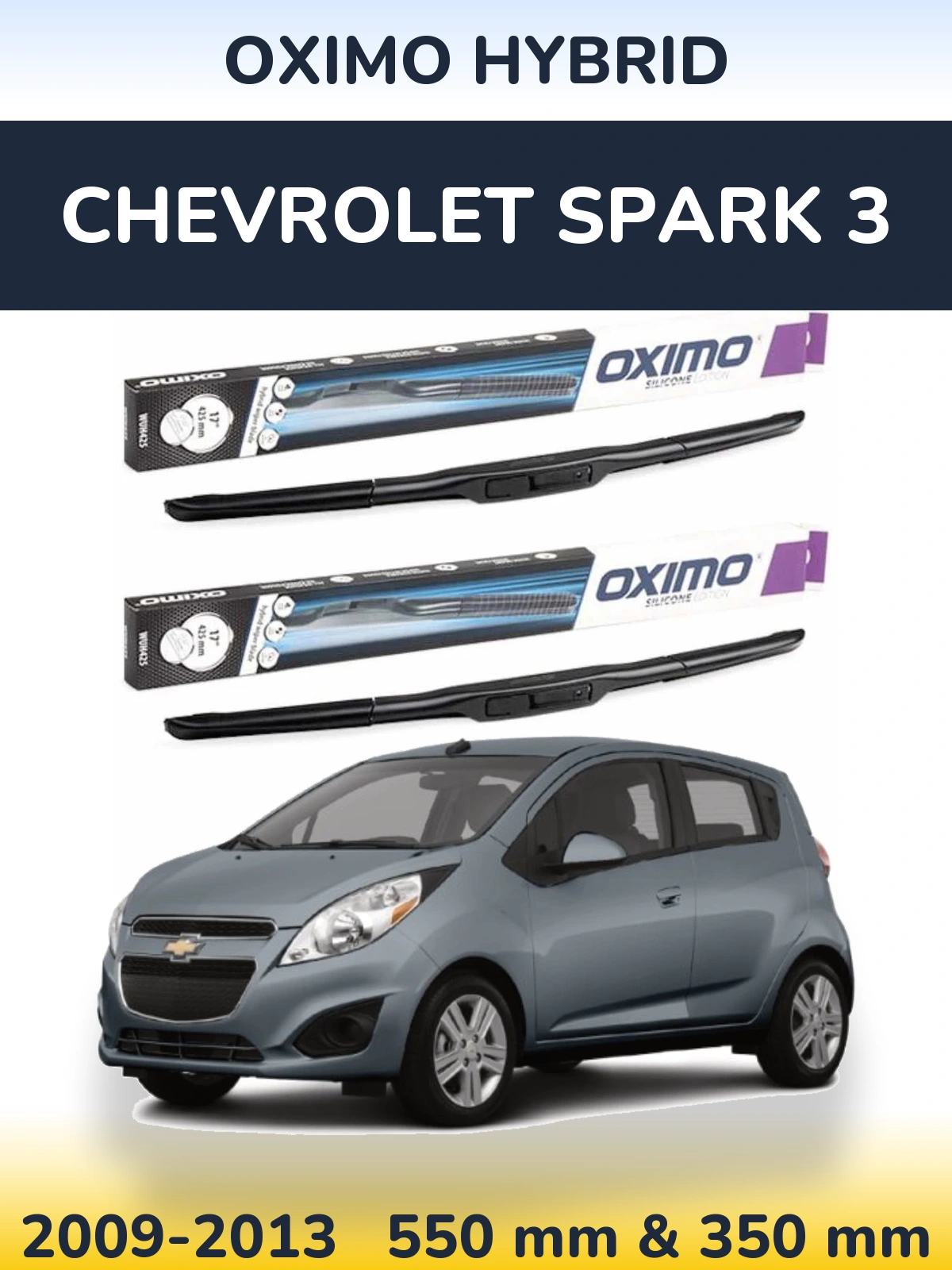 Komplet przednich wycieraczek Oximo Hybrid 550 & 350 mm do Chevrolet Spark 3 2009-2013