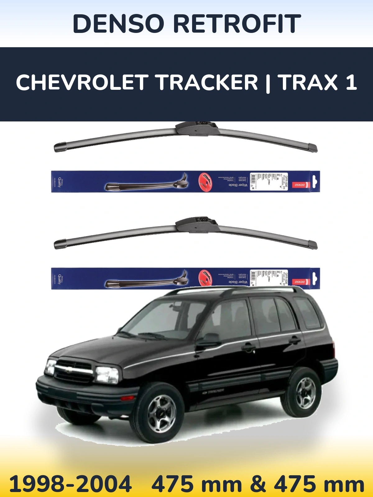 Комплект передних дворников Denso Retrofit 475 & 475 мм для Chevrolet Tracker | Trax 1 1998-2004
