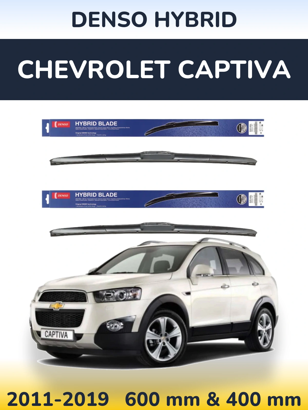 Komplet przednich wycieraczek Denso Hybrid 600 & 400 mm do Chevrolet Captiva 2011-2019