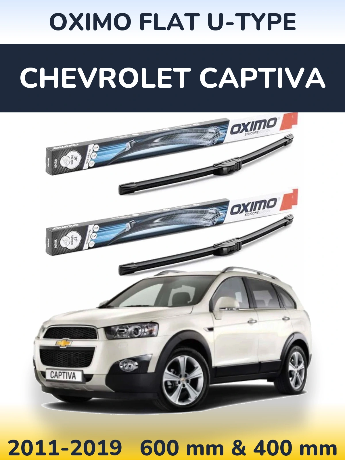 Front wiper blade set Oximo Flat U-type 600 & 400 mm for Chevrolet Captiva 2011-2019