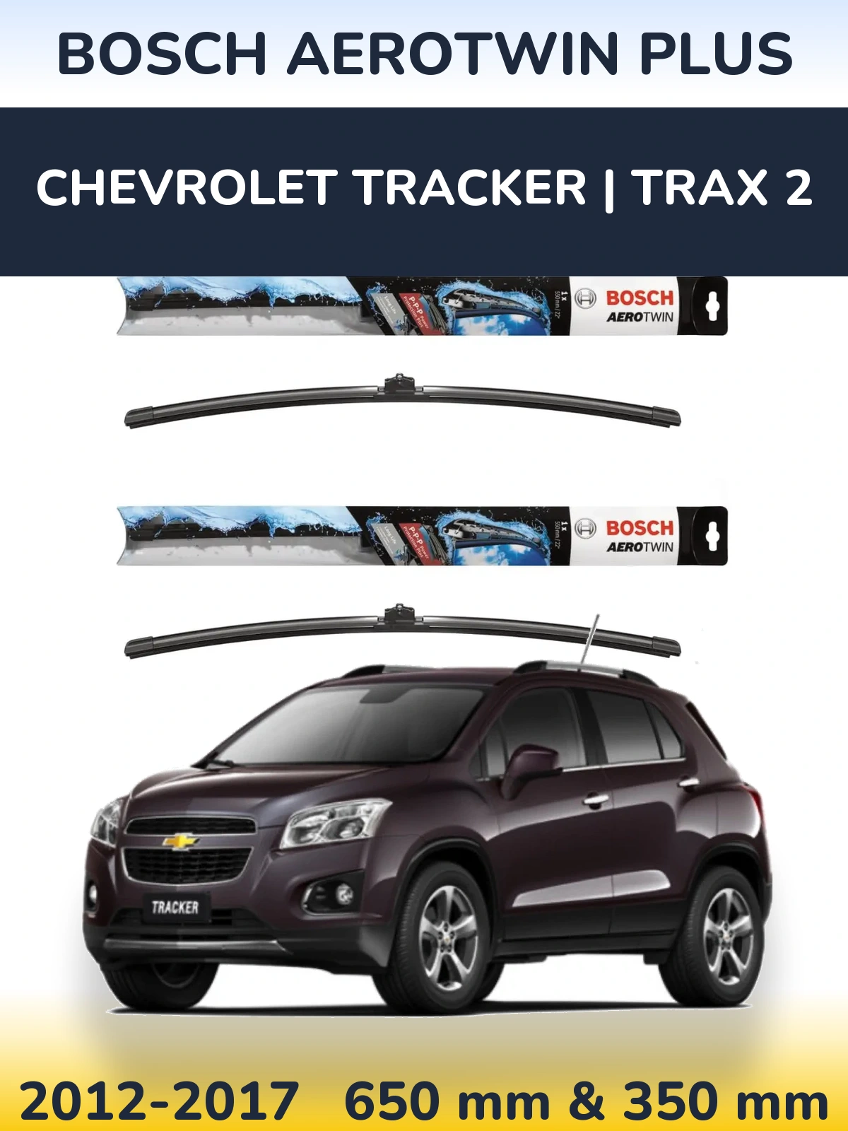 Комплект передних дворников BOSCH AeroTwin Plus 650 & 350 мм для Chevrolet Tracker | Trax 2 2012-2017