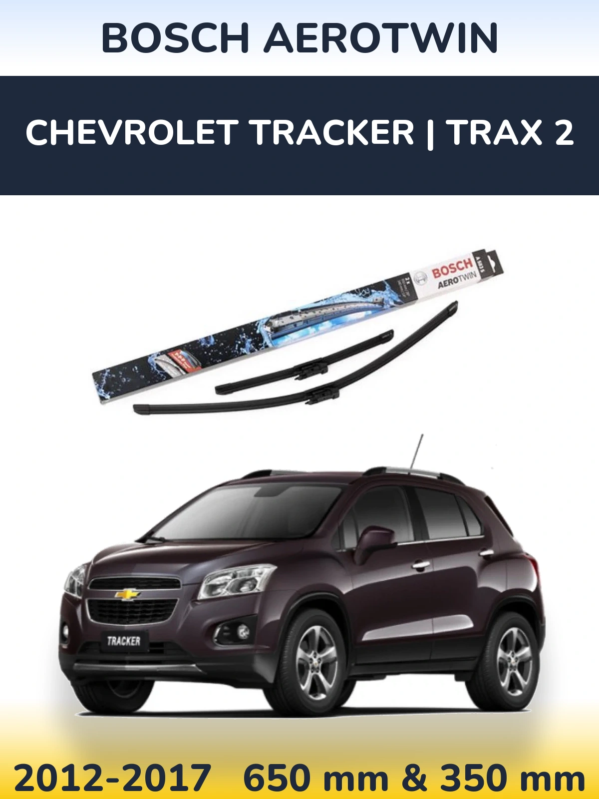 Комплект передних дворников BOSCH AeroTwin 650 & 340 мм для Chevrolet Tracker | Trax 2 2012-2017