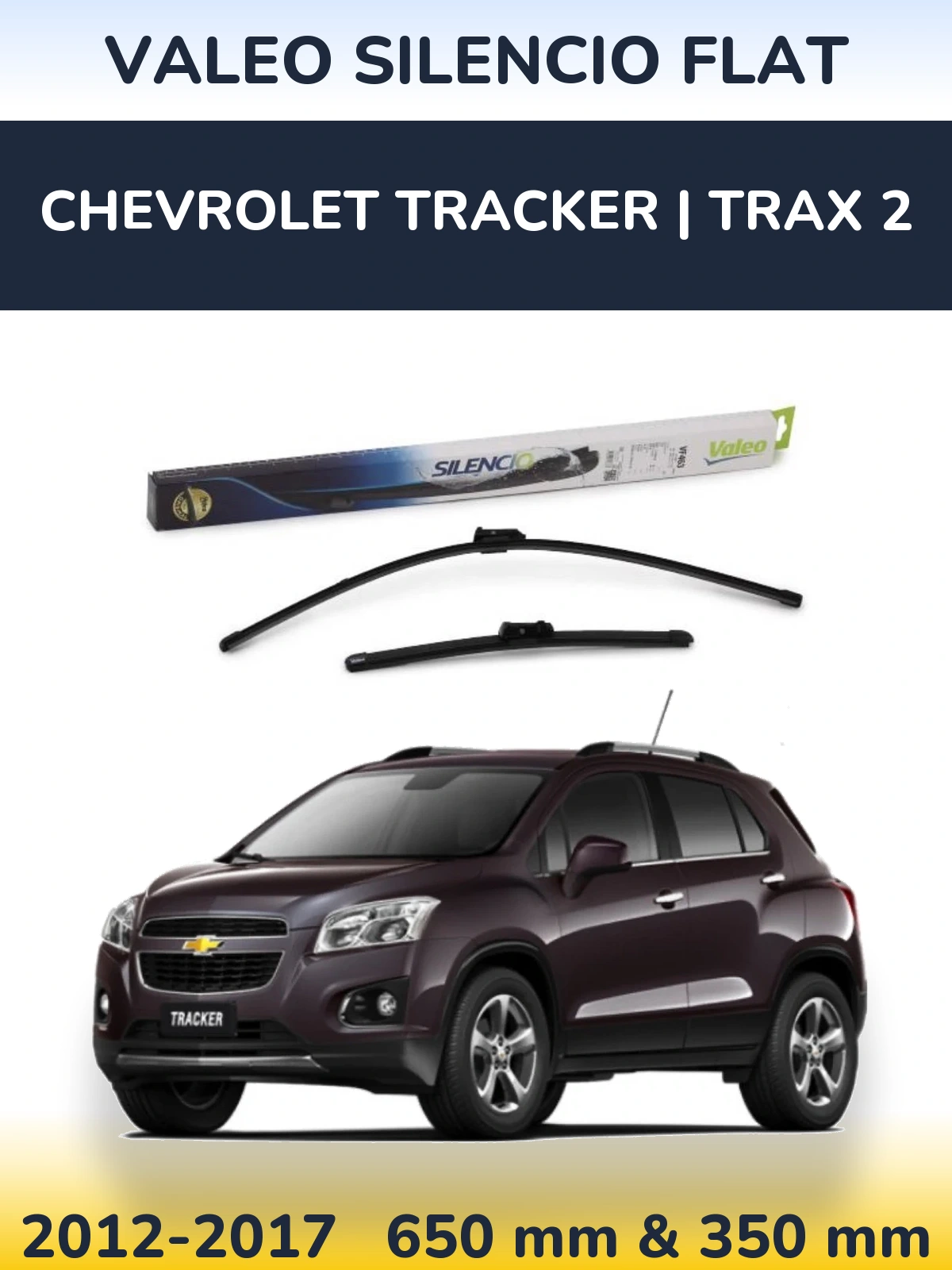 Комплект передних дворников Valeo Silencio Flat 650 & 350 мм для Chevrolet Tracker | Trax 2 2012-2017