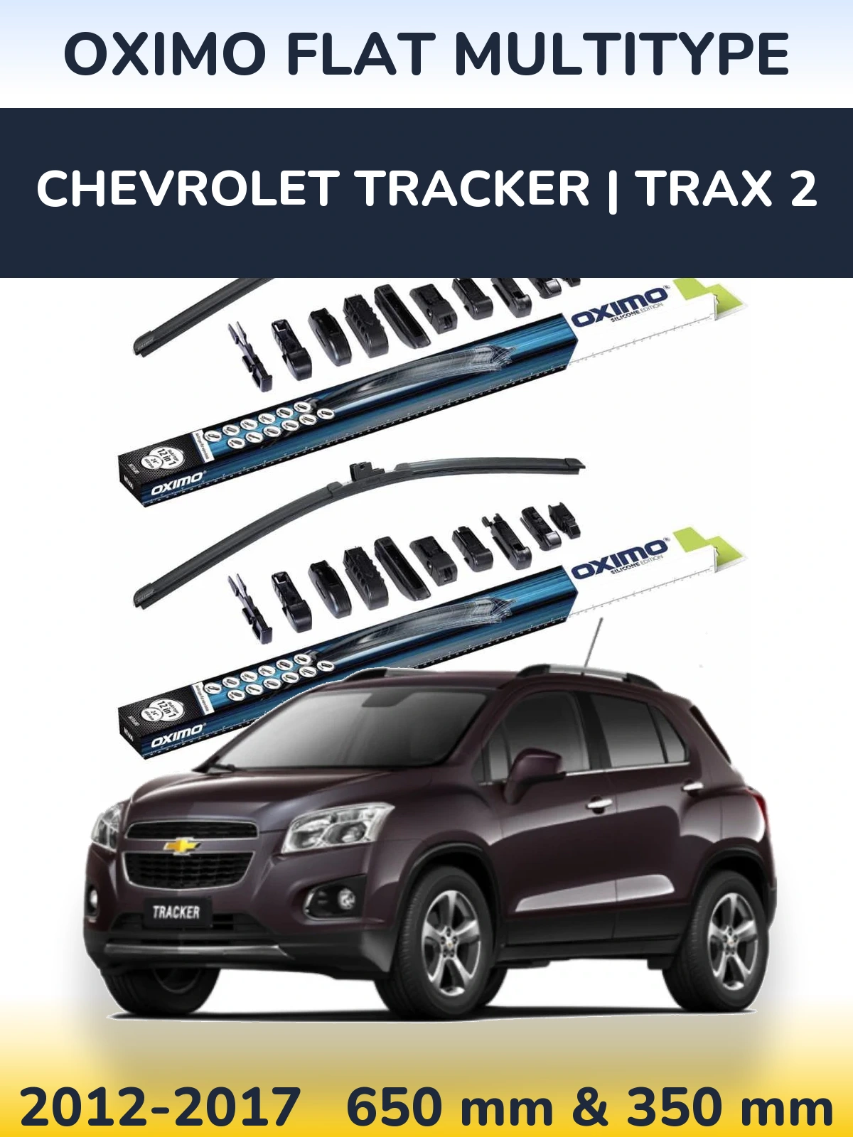Комплект передніх щіток Oximo Flat MultiТипe 650 & 350 мм для Chevrolet Tracker | Trax 2 2012-2017