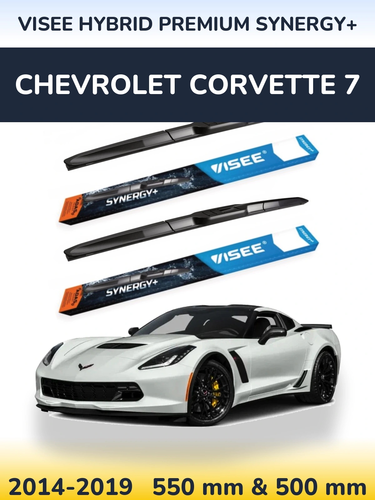 Komplet przednich wycieraczek VISEE HYBRID PREMIUM SYNERGY+ 550 & 500 mm do Chevrolet Corvette 7 2014-2019
