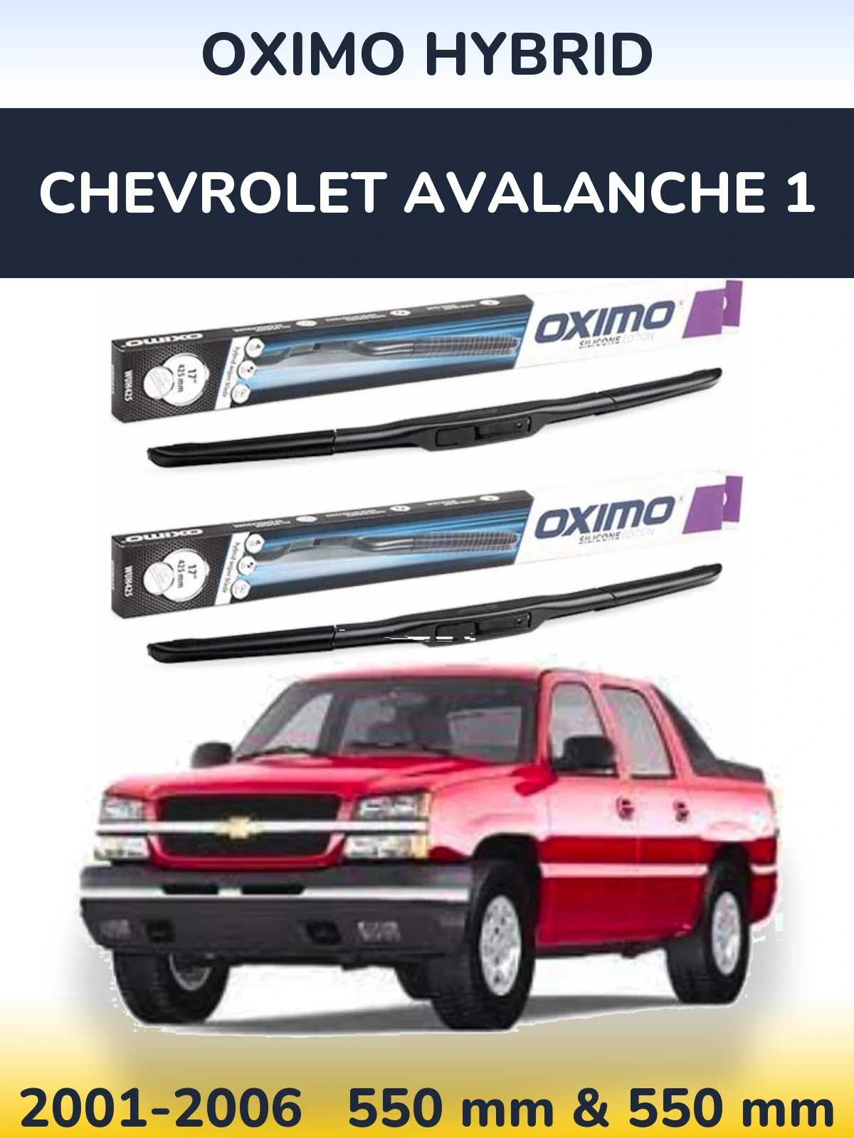 Комплект передних дворников Oximo Hybrid 550 & 550 мм для Chevrolet Avalanche 1 2001-2006