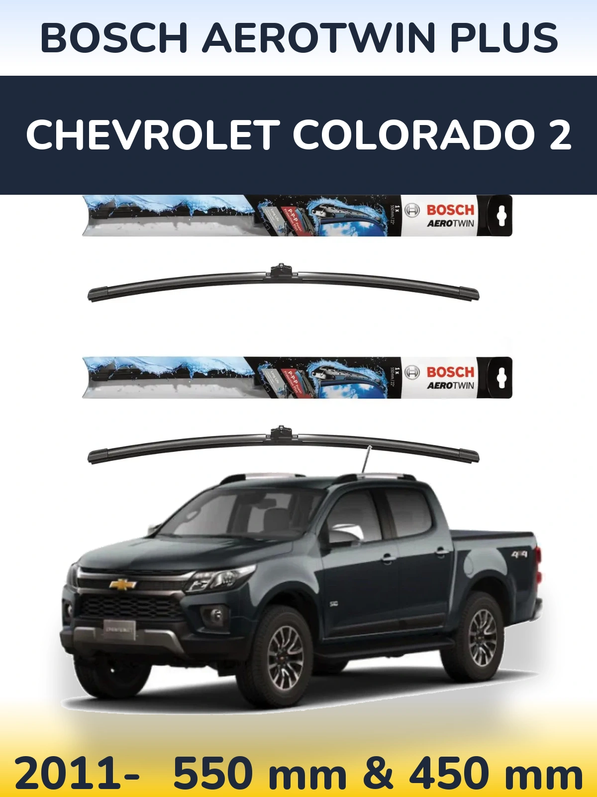 Komplet przednich wycieraczek BOSCH AeroTwin Plus 550 & 450 mm do Chevrolet Colorado 2 2011-2026