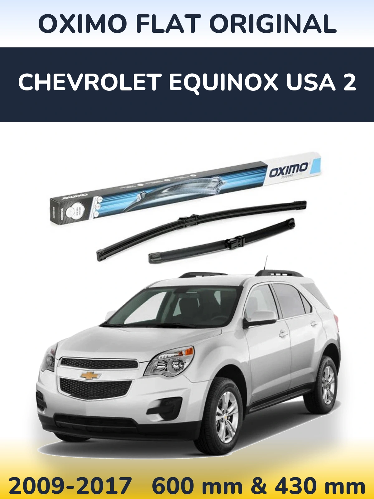 Комплект передних дворников Oximo Flat Original 600 & 400 мм для Chevrolet Equinox USA 2 2009-2017